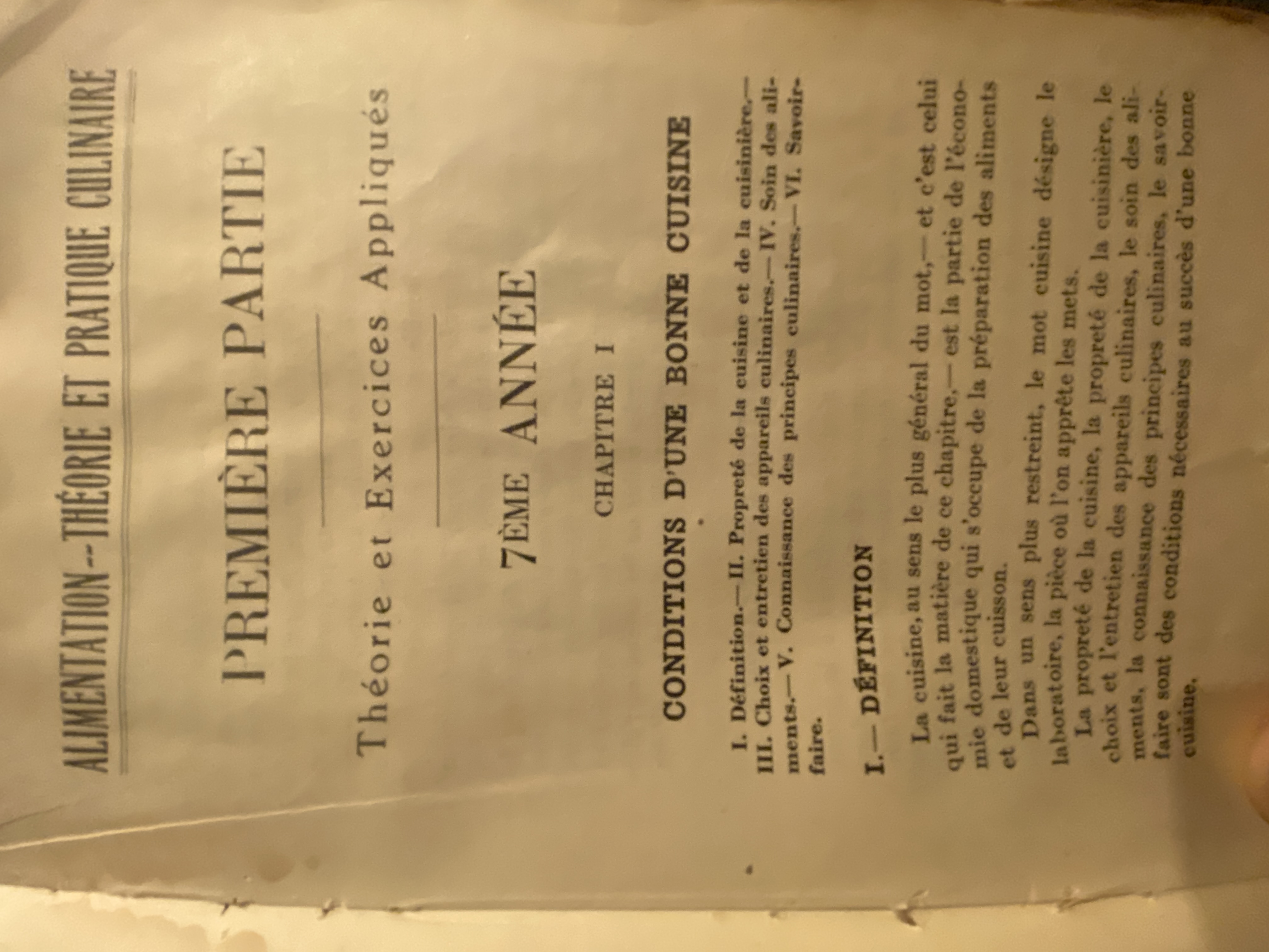 ALIMENTATION - THÉORIE ET PRATIQUE CULINAIRE — livre, par Alphonse Beaudet, Chanoine, 1929